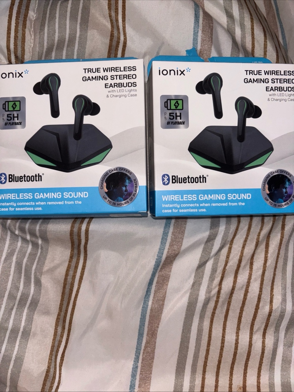 ionix True Wireless Gaming Earbuds — Black with Green Accents